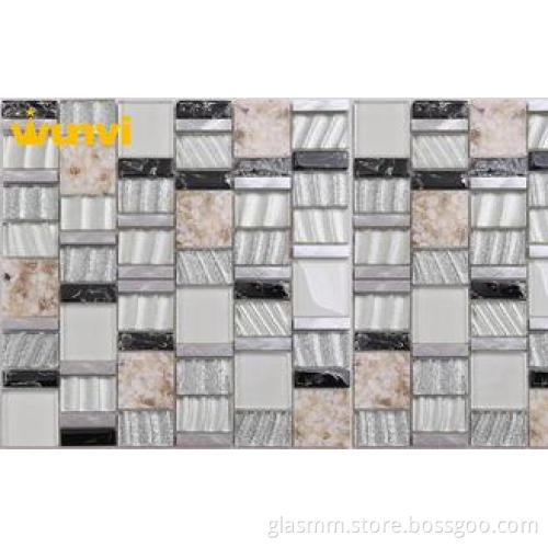 Colorful Interior Wall Iridescent Glass Mosaic Tile With Ir